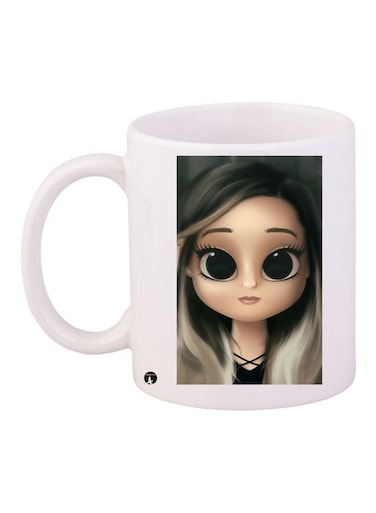 Cartoon Girl Printed Coffee Mug White/Beige/Grey