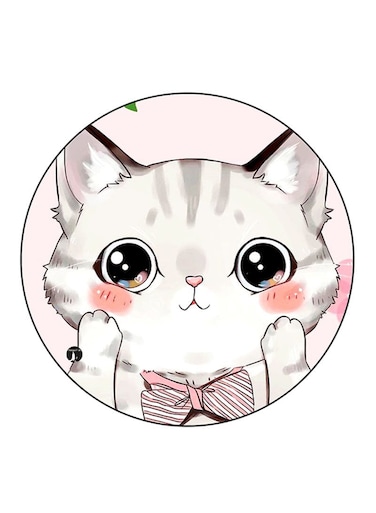 Cat Printed Fridge Magnet Round Multicolour