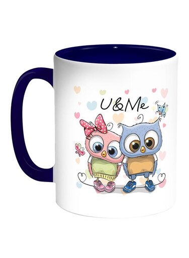 U &amp; Me Printed Coffee Mug White/Blue 11ounce