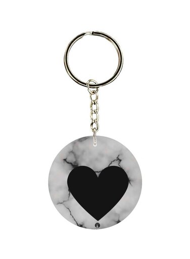 Double Sided Heart Printed Keychain