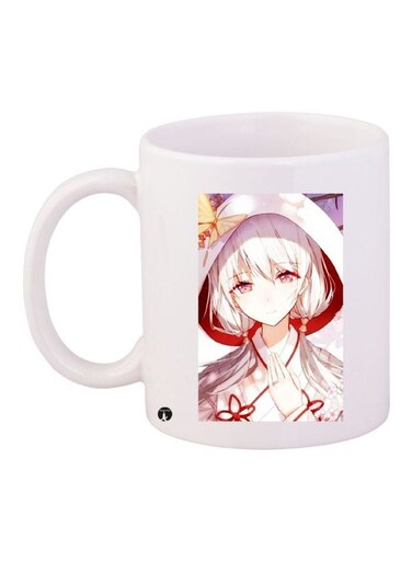 Anime Printed Coffee Mug White/Red/Beige 11ounce