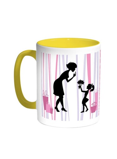 Mother's Day Gift Printed Coffee Mug Yellow/White 11ounce