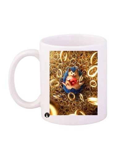 Sonic Video Game Printed Mug White/Blue/Gold Standard Size