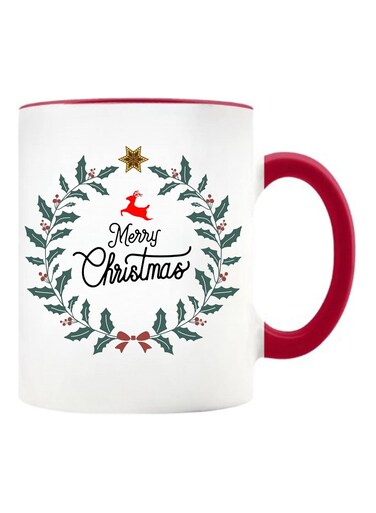 Christmas Design Printed Ceramic Coffee Mug Suitable Gift for Christmas   Christmas Theme  Christmas Decor   Gifts for Friends  Gift for Employees (Two Tone Red Mug, Design 1)