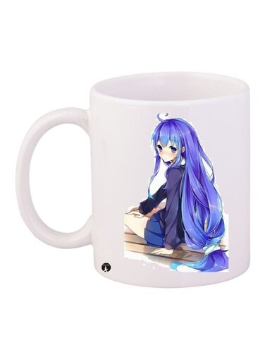 Anime Printed Coffee Mug White/Blue/Beige 11ounce