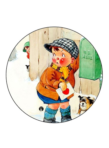Vintage Art Printed Fridge Magnet Round Multicolour