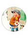Vintage Art Printed Fridge Magnet Round Multicolour