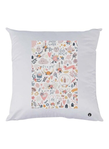 Design Printed Cushion White/Blue/Pink 30x30cm
