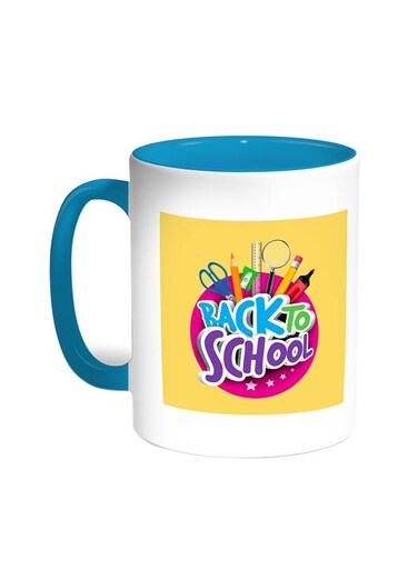 Back To School Printed Coffee Mug Turquoise/White 11ounce