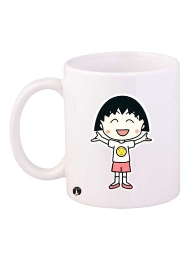 Anime Chibi Maruko Chan Printed Mug White/Black/Pink Standard Size