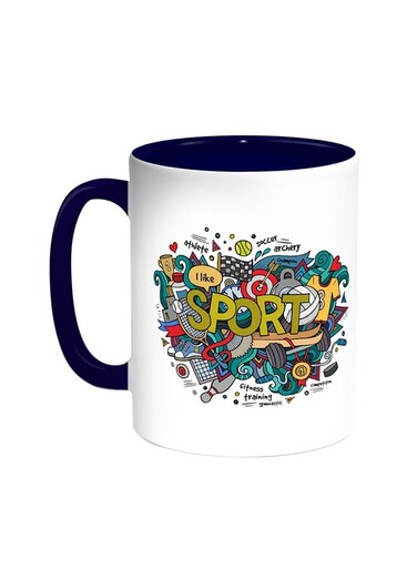 Sports Games Printed Coffee Mug Blue/White 11ounce
