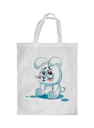 Rabbit Printed Shopping Bag White