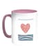 Heart-Shaped Fishing Net Printed Coffee Mug White Pink 11 ounce