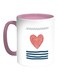 Heart-Shaped Fishing Net Printed Coffee Mug White Pink 11 ounce