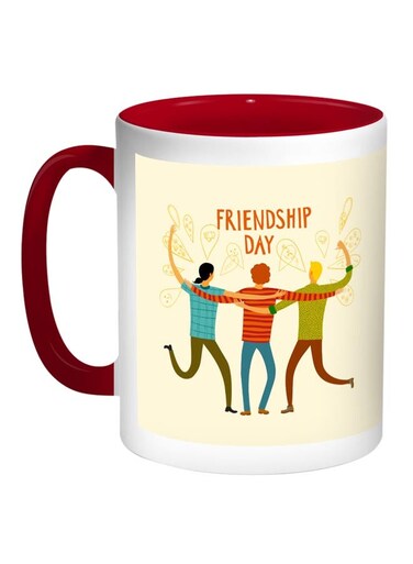 Happy Friendship day Printed Coffee Mug Red/White/Beige
