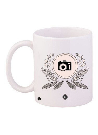 Camera Printed Coffee Mug White/Black/Beige 11ounce