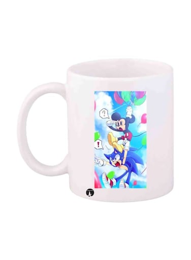 Printed Sonic Mug White/Blue/Yellow Standard Size
