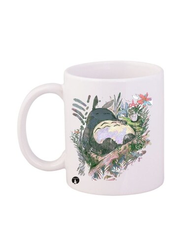 Durable Heat-Resistant Thick Wall Designed Ergonomic Handled Studio Ghibli Printed Mug White/Green/Yellow