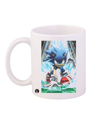 Sonic Video Game Printed Mug White/Blue/Green Standard Size