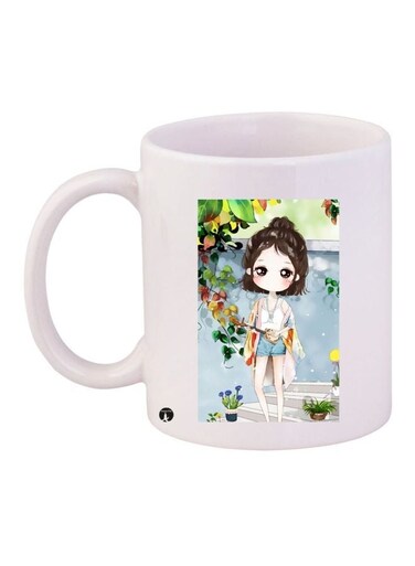 Anime Girl Printed Coffee Mug White/Blue/Green