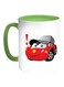 Car Printed Coffee Mug White/Green 11ounce