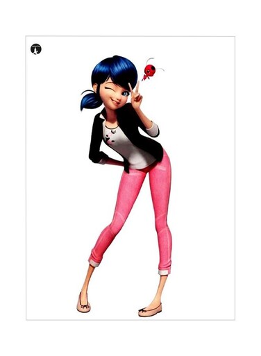 Cartoon Girl Themed Metallic Plate Black/Pink/White 20x15cm