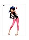 Cartoon Girl Themed Metallic Plate Black/Pink/White 20x15cm