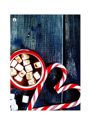 Coffee Themed Metallic Plate Blue/Red/White 20x15cm