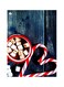 Coffee Themed Metallic Plate Blue/Red/White 20x15cm