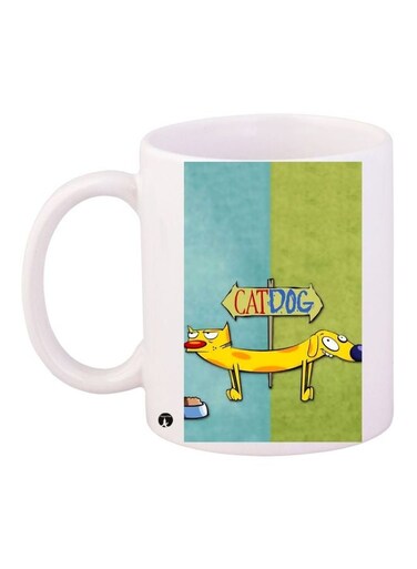 Printed Coffee Mug White/Yellow/Blue 11ounce