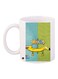 Printed Coffee Mug White/Yellow/Blue 11ounce