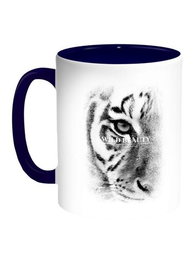 Face Of A Tiger Printed Coffee Mug Blue/White/Black