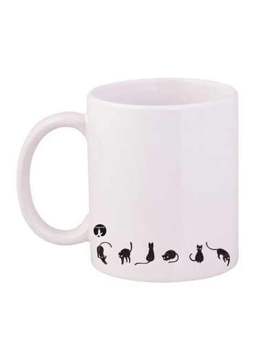 Cats Printed Mug White/Black 11ounce