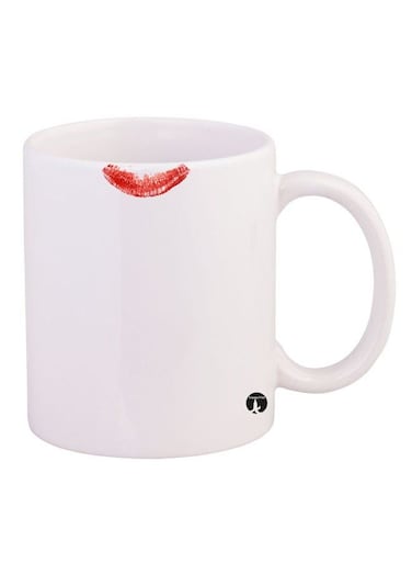 Lipstick Stain Design Mug White Red 1 1ounce