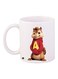 Cartoon Printed Coffee Mug White/Brown/Red 11ounce