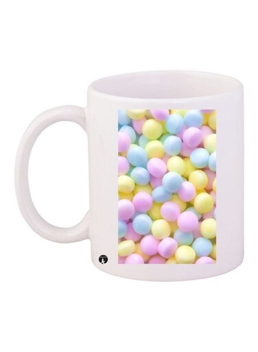Candies Printed Coffee Mug White/Blue/Yellow 11ounce