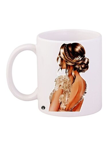 Women Printed Coffee Mug White/Beige/Brown 11ounce