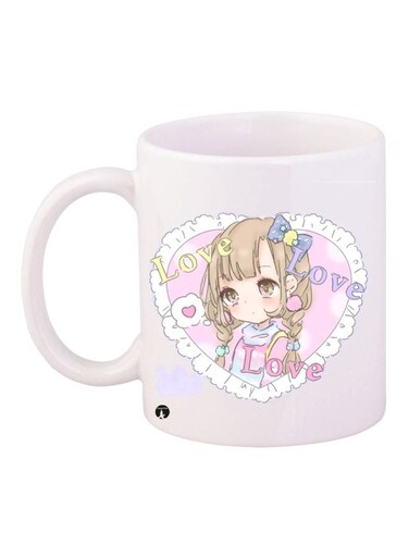 Cartoon Printed Coffee Mug White/Pink/Blue