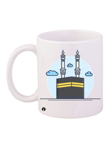 Mecca Printed Coffee Mug White/Black/Blue 11ounce