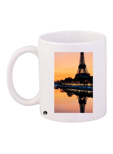 Paris Printed Coffee Mug White/Orange/Black 11ounce