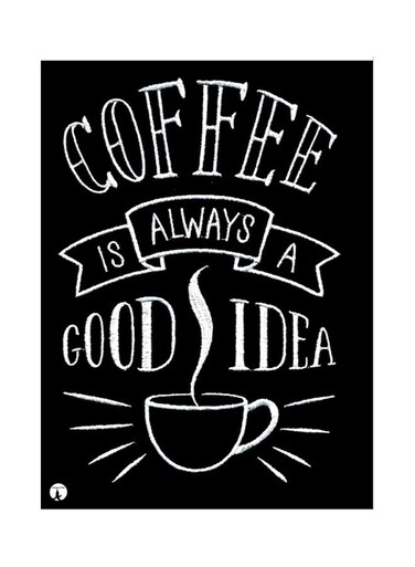 Coffee Is Always A Good Idea Themed Metallic Plate Black/White 20x15cm