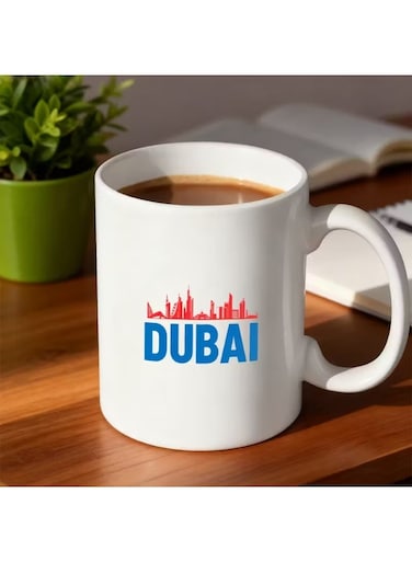 Dubai Skyline Coffee Cup - Mug with Dubai Cityscape Design, Soft Pastel Reusable Tea/Capcin