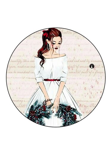 Girl Printed Fridge Magnet Round Multicolour