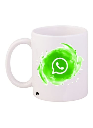 Whatsapp Logo Printed Coffee Mug White/Green