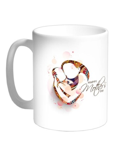 Happy Mother's Day Printed Coffee Mug White/Yellow/Pink 325ml