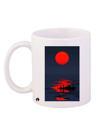 Sunset Printed Coffee Mug White/Blue/Red 11ounce
