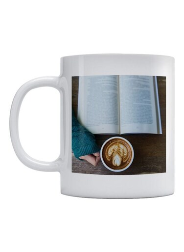 Coffee Lovers Printed Coffee Mug White/Brown/Blue 350ml