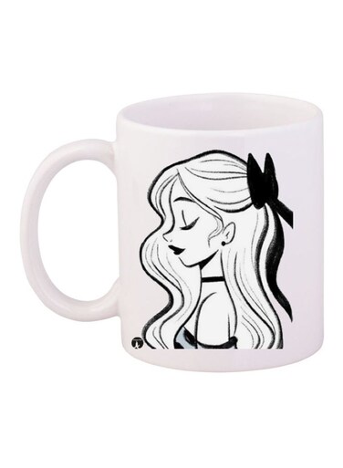 Printed Ceramic Coffee Mug White/Black
