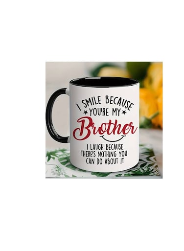 RYN&reg; PRINTED DESIGN 1pc, Ceramic Coffee Mug Gift For Brother, Funny Tea Cup, Summer Winter Drinkware, Christmas/Halloween/Thanksgiving Birthday Gift Friend Gift, Holiday Gift, Birthday Gift, Party Gift, Suitable For Camping, Picnic And Travel, 11oz