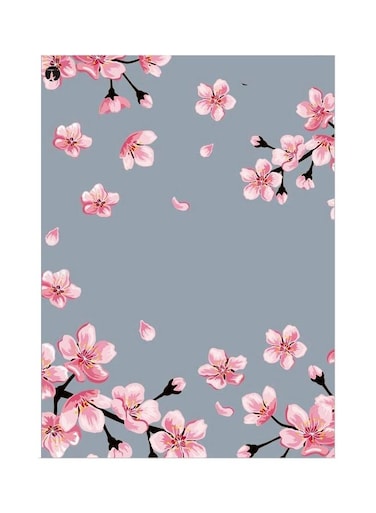 Flower Themed Metallic Plate Grey/Pink/Black 20x15cm